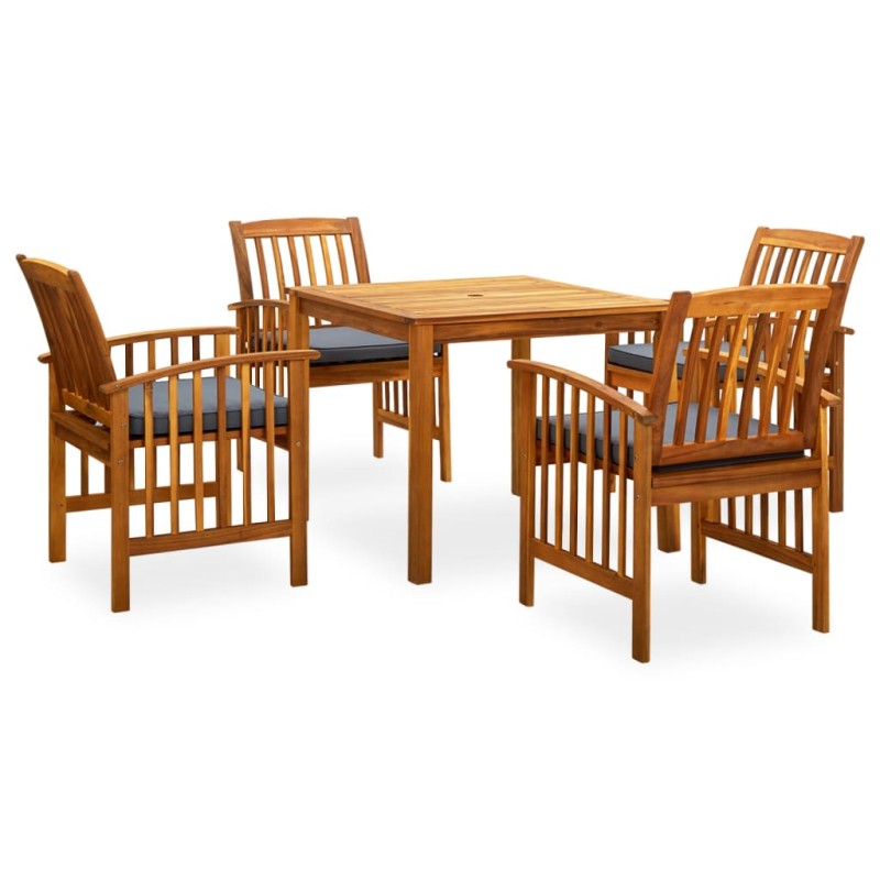 vidaXL Set da Pranzo da Giardino 5 pz con Cuscini Massello di Acacia vidaXL Set da Pranzo da Giardino 5 pz con Cuscini Massello di Acacia