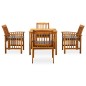 vidaXL Set da Pranzo da Giardino 5 pz con Cuscini Massello di Acacia vidaXL Set da Pranzo da Giardino 5 pz con Cuscini Massello di Acacia