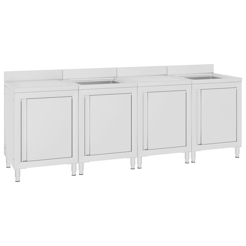 vidaXL Mobiletto da Cucina con Lavandino in Acciaio Inox 240x60x96 cm vidaXL Mobiletto da Cucina con Lavandino in Acciaio Inox 240x60x96 cm