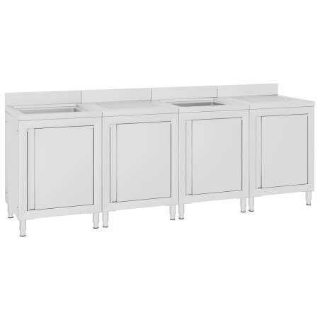vidaXL Mobiletto da Cucina con Lavandino in Acciaio Inox 240x60x96 cm
