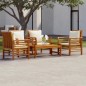 vidaXL Set Divani da Giardino 5pz con Cuscini in Legno Massello Acacia