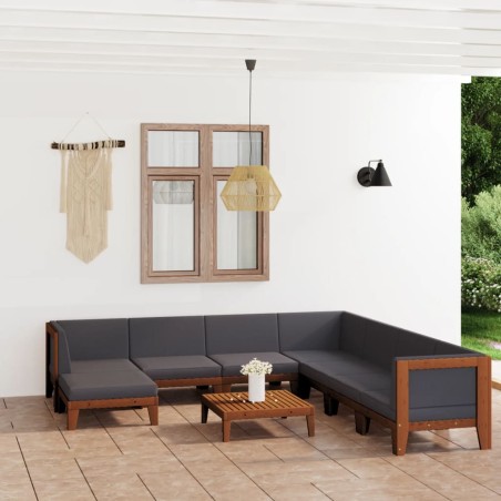 vidaXL Set Divani da Giardino 9 pz con Cuscini in Massello di Acacia