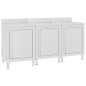 vidaXL Mobiletto con Piano di Lavoro 180x60x96 cm in Acciaio Inox