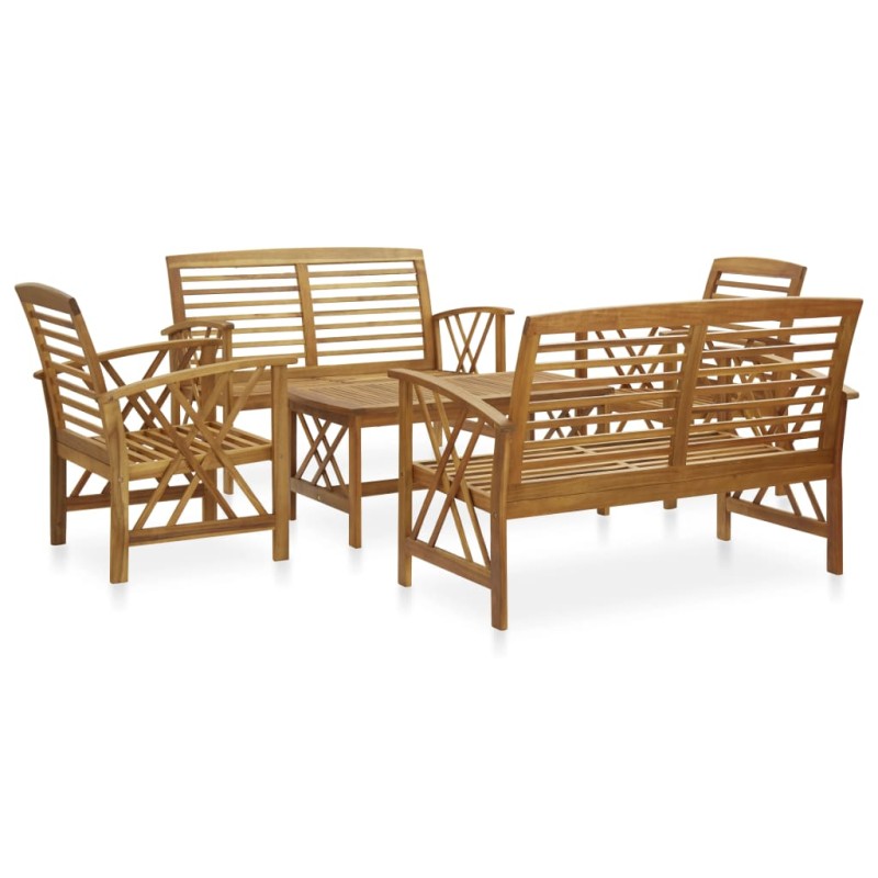 vidaXL Set Divani da Giardino 5 pz in Legno Massello di Acacia vidaXL Set Divani da Giardino 5 pz in Legno Massello di Acacia