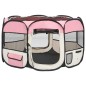 vidaXL Box per Cani Pieghevole con Borsa Trasporto Rosa 110x110x58 cm