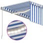 vidaXL Tenda Automatica Parasole LED Sensore Vento 4,5x3 m Blu Bianco vidaXL Tenda Automatica Parasole LED Sensore Vento 4,5x3 m Blu Bianco