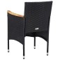 vidaXL Set Mobili da Pranzo per Giardino 5 pz Nero Polyrattan e Acacia