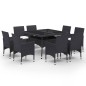 vidaXL Set Mobili da Pranzo per Giardino 9 pz Polyrattan e Vetro Nero vidaXL Set Mobili da Pranzo per Giardino 9 pz Polyrattan e Vetro Nero