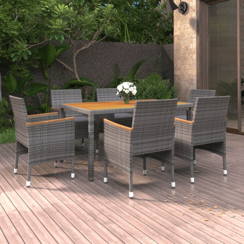 vidaXL Set Mobili da Pranzo per Giardino 7 pz in Polyrattan Grigio vidaXL Set Mobili da Pranzo per Giardino 7 pz in Polyrattan Grigio