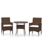vidaXL Set da Pranzo per Giardino 3pz in Polyrattan Marrone vidaXL Set da Pranzo per Giardino 3pz in Polyrattan Marrone