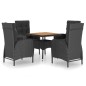 vidaXL Set Mobili da Pranzo per Giardino 5 pz Polyrattan e Acacia Nero vidaXL Set Mobili da Pranzo per Giardino 5 pz Polyrattan e Acacia Nero