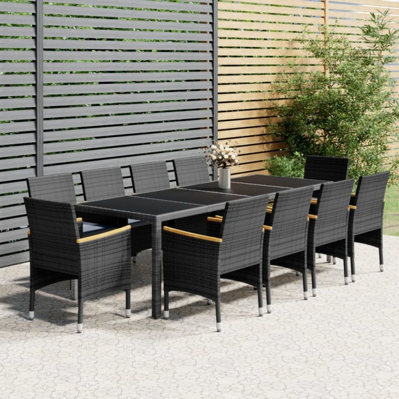 vidaXL Set da Pranzo per Giardino 11 pz in Polyrattan Grigio vidaXL Set da Pranzo per Giardino 11 pz in Polyrattan Grigio
