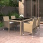 vidaXL Set da Pranzo Giardino 5 pz Polyrattan e Vetro Temperato Beige vidaXL Set da Pranzo Giardino 5 pz Polyrattan e Vetro Temperato Beige