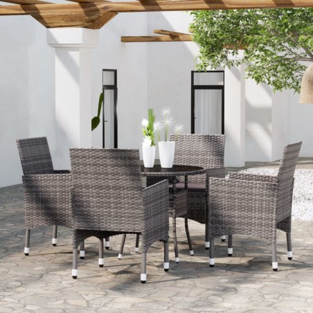 vidaXL Set da Pranzo per Giardino 5 pz in Polyrattan Grigio