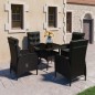 vidaXL Set Mobili da Pranzo per Giardino 5 pz Polyrattan e Vetro Nero