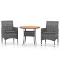 vidaXL Set da Pranzo per Giardino 3 pz in Polyrattan Grigio vidaXL Set da Pranzo per Giardino 3 pz in Polyrattan Grigio