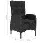 vidaXL Set Mobili da Pranzo per Giardino 3 pz Polyrattan e Acacia Nero