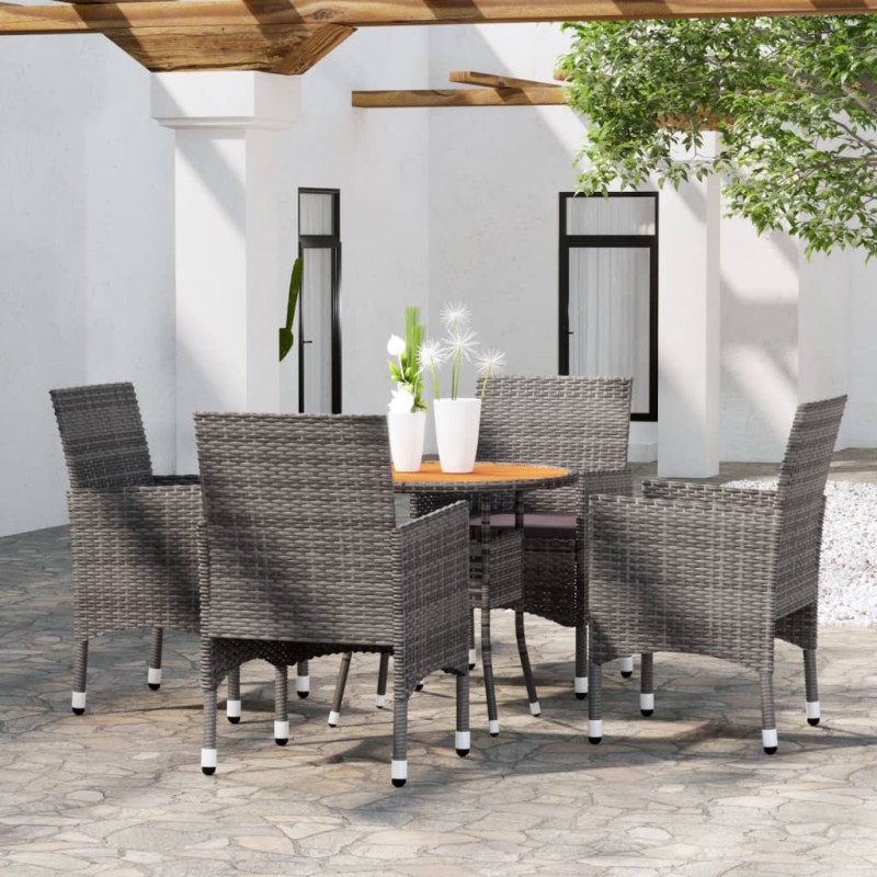 vidaXL Set da Pranzo per Giardino 5 pz in Polyrattan Grigio vidaXL Set da Pranzo per Giardino 5 pz in Polyrattan Grigio