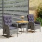 vidaXL Set da Bistrot per Giardino 3 pz in Polyrattan Grigio vidaXL Set da Bistrot per Giardino 3 pz in Polyrattan Grigio