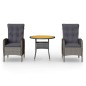 vidaXL Set da Bistrot per Giardino 3 pz in Polyrattan Grigio vidaXL Set da Bistrot per Giardino 3 pz in Polyrattan Grigio