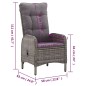 vidaXL Set da Bistrot per Giardino 3 pz in Polyrattan Grigio vidaXL Set da Bistrot per Giardino 3 pz in Polyrattan Grigio
