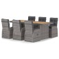 vidaXL Set da Pranzo da Giardino 7 pz con Cuscini in Polyrattan Grigio vidaXL Set da Pranzo da Giardino 7 pz con Cuscini in Polyrattan Grigio