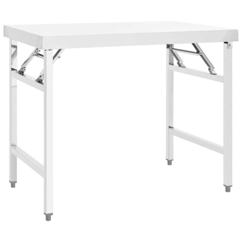 vidaXL Tavolo da Lavoro Cucina Pieghevole 100x60x80 cm in Acciaio Inox vidaXL Tavolo da Lavoro Cucina Pieghevole 100x60x80 cm in Acciaio Inox