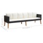 vidaXL Set Divani da Giardino 3 pz con Cuscini in Polyrattan Nero vidaXL Set Divani da Giardino 3 pz con Cuscini in Polyrattan Nero