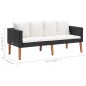 vidaXL Set Divani da Giardino 3 pz con Cuscini in Polyrattan Nero vidaXL Set Divani da Giardino 3 pz con Cuscini in Polyrattan Nero
