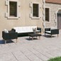 vidaXL Set Divani da Giardino 4 pz con Cuscini in Polyrattan Nero vidaXL Set Divani da Giardino 4 pz con Cuscini in Polyrattan Nero