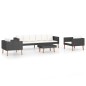 vidaXL Set Divani da Giardino 4 pz con Cuscini in Polyrattan Nero vidaXL Set Divani da Giardino 4 pz con Cuscini in Polyrattan Nero