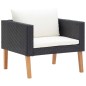 vidaXL Set Divani da Giardino 4 pz con Cuscini in Polyrattan Nero vidaXL Set Divani da Giardino 4 pz con Cuscini in Polyrattan Nero