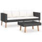 vidaXL Set Divani da Giardino 2 pz con Cuscini in Polyrattan Nero vidaXL Set Divani da Giardino 2 pz con Cuscini in Polyrattan Nero