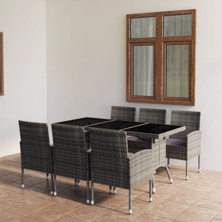 vidaXL Set Mobili da Pranzo Giardino 7 pz Polyrattan Antracite Grigio