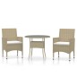 vidaXL Set Mobili da Pranzo per Giardino 3 pz in Polyrattan Beige