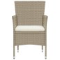 vidaXL Set Mobili da Pranzo per Giardino 3 pz in Polyrattan Beige