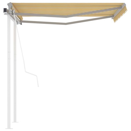 Tenda da Sole Retrattile Automatica e Pali 3x2,5m Gialla Bianca