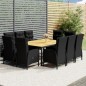 vidaXL Set da Pranzo per Giardino 11 pz in Polyrattan Nero