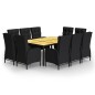 vidaXL Set da Pranzo per Giardino 11 pz in Polyrattan Nero