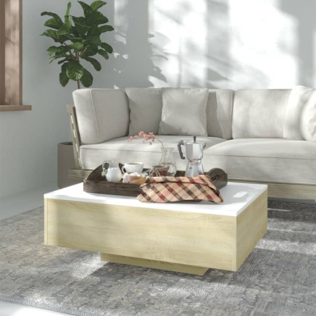 vidaXL Tavolino da Caffè Bianco e Rovere 85x55x31 cm in Truciolato