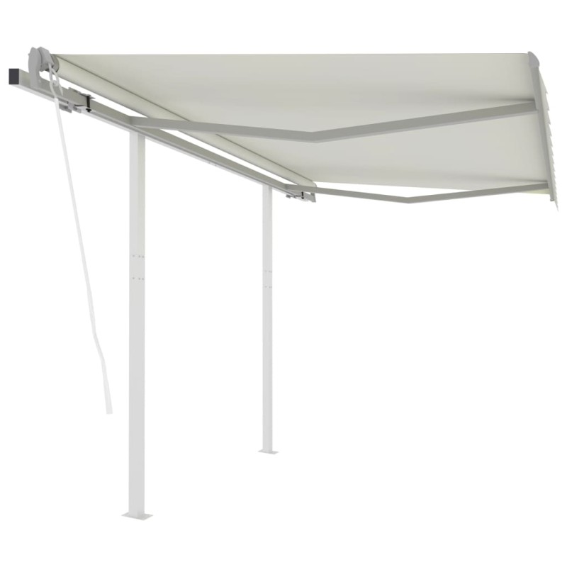 Tenda da Sole Retrattile Automatica con Pali 3x2,5 m Crema Tenda da Sole Retrattile Automatica con Pali 3x2,5 m Crema