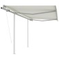 Tenda da Sole Retrattile Automatica con Pali 3x2,5 m Crema Tenda da Sole Retrattile Automatica con Pali 3x2,5 m Crema