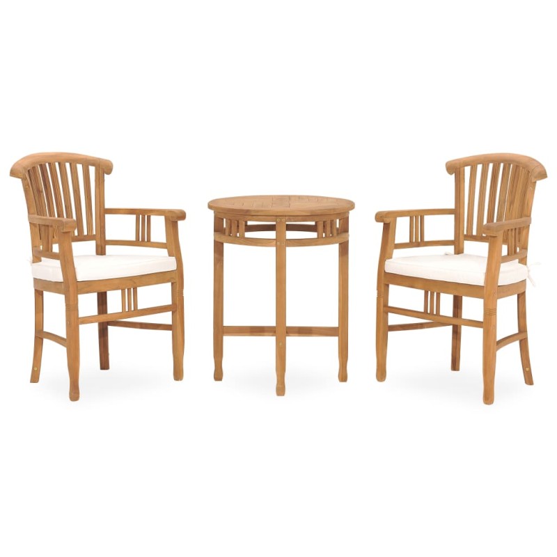 vidaXL Set da Pranzo da Giardino 3 pz con Cuscini in Massello di Teak vidaXL Set da Pranzo da Giardino 3 pz con Cuscini in Massello di Teak