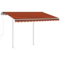Tenda da Sole Retrattile Automatica Pali 3x2,5m Arancio Marrone Tenda da Sole Retrattile Automatica Pali 3x2,5m Arancio Marrone