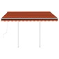 Tenda da Sole Retrattile Automatica Pali 3x2,5m Arancio Marrone Tenda da Sole Retrattile Automatica Pali 3x2,5m Arancio Marrone