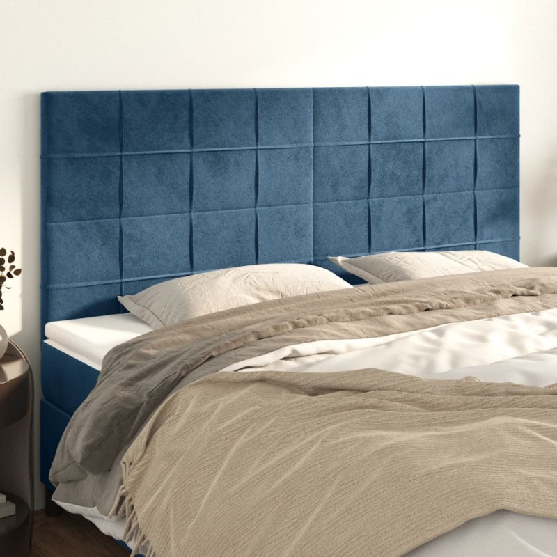 vidaXL Testiere 4 pz Blu Scuro 100x5x78/88 cm in Velluto vidaXL Testiere 4 pz Blu Scuro 100x5x78/88 cm in Velluto