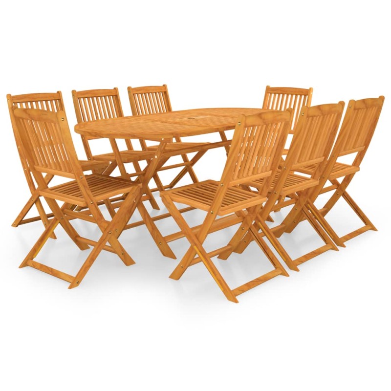 vidaXL Set da Pranzo da Giardino 9 pz Pieghevole in Massello di Acacia