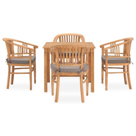 vidaXL Set da Pranzo da Giardino 5 pz con Cuscini in Massello di Teak