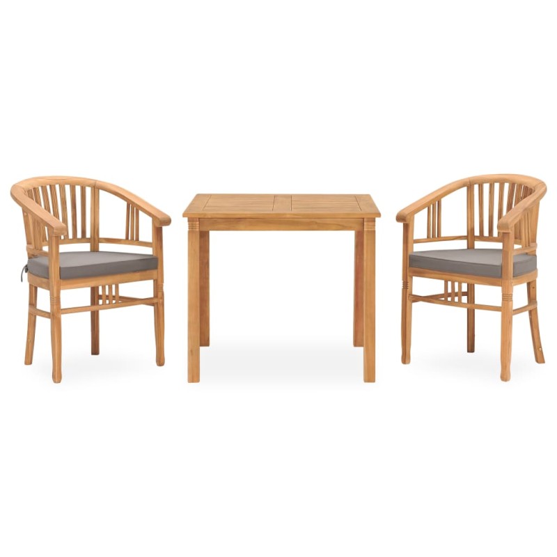 vidaXL Set da Pranzo da Giardino 3 pz con Cuscini in Massello di Teak vidaXL Set da Pranzo da Giardino 3 pz con Cuscini in Massello di Teak