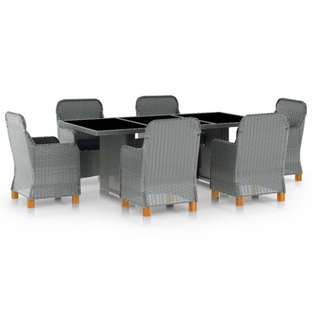 vidaXL Set Pranzo da Giardino 7pz con Cuscini Polyrattan Grigio Chiaro